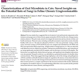 New MiDOG Publication:Characterization of Oral Microbiota in Cats: Novel Insights on the Potential Role of Fungi in Feline Chronic Gingivostomatitis
